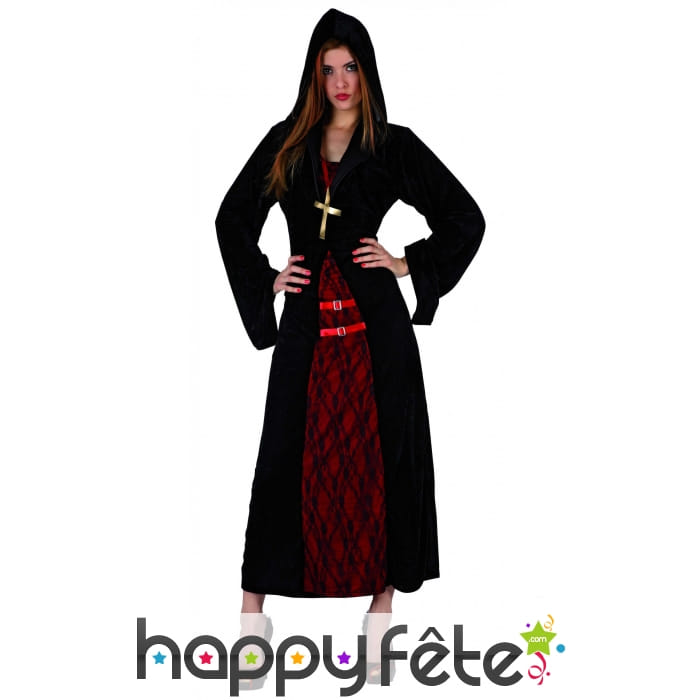 Costume rouge et noir de sinistre religieuse