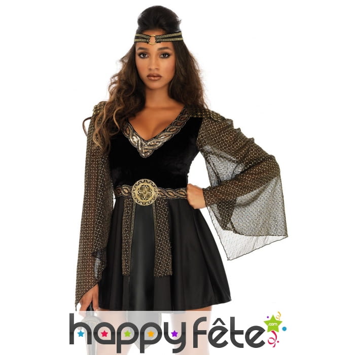 Costume robe noire courte de gladiatrice