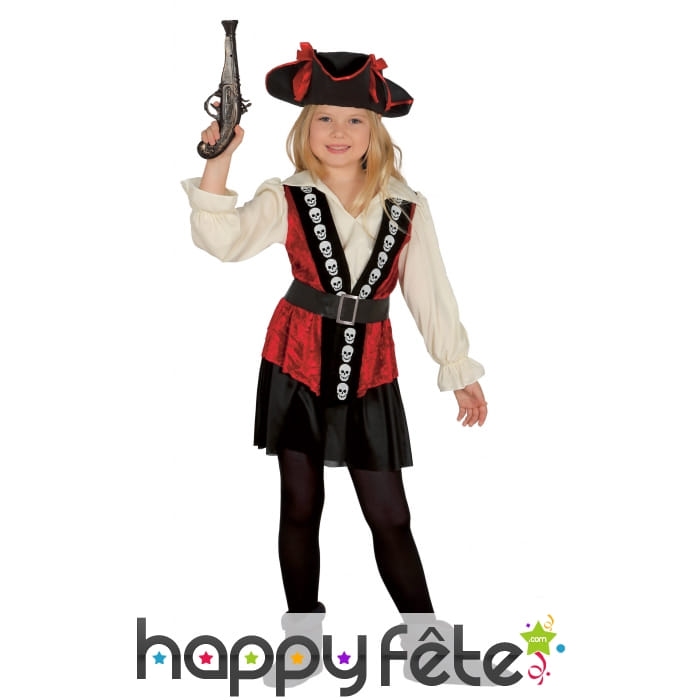 Costume robe noire rouge de pirate pour enfant