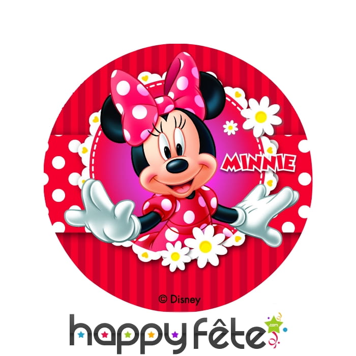 Disque en sucre Minnie Mouse, 16cm