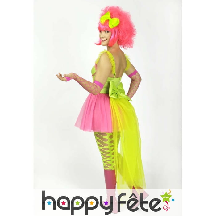 Déguisement robe fluo en tulle avec traine