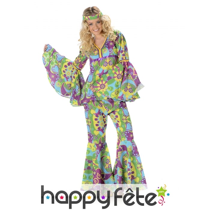 Ensemble motifs fleuris hippie pour femme