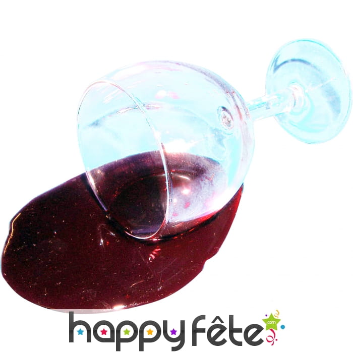 Faux verre de vin rouge renversé