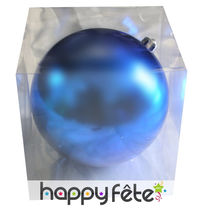 Grosse boule de noel bleue brillante de 20cm