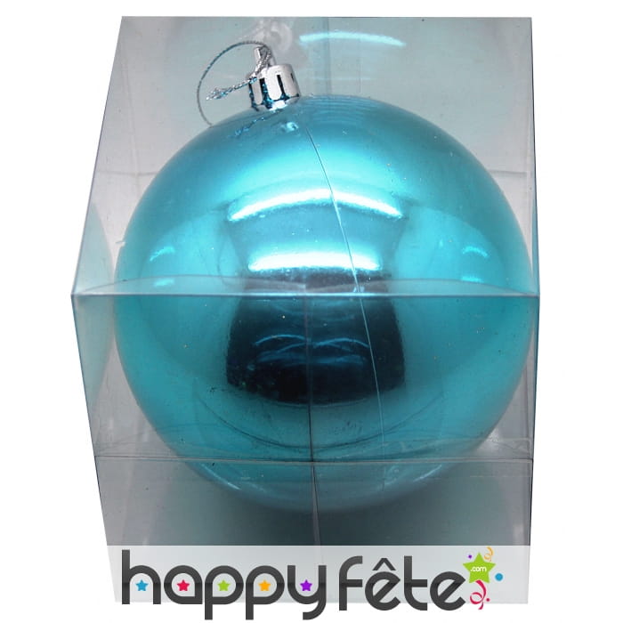 Grosse Boule de noel turquoise brillant. 20 cm