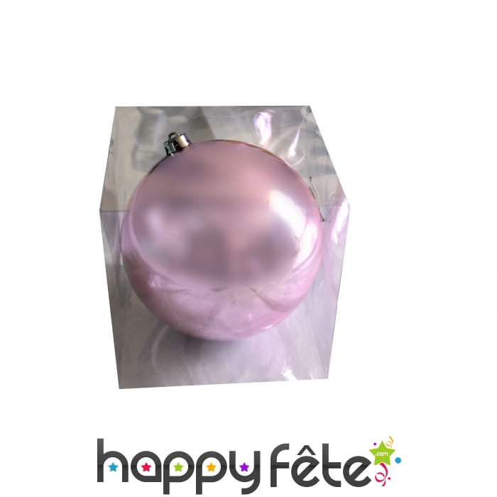 Grosse boule rose de noel brillante de 20cm