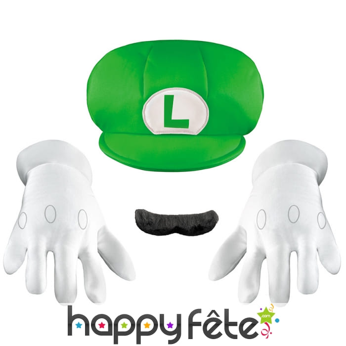 Gants, casquette et moustache de Luigi pour enfant