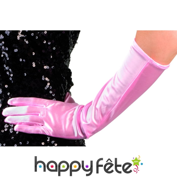 Gants élastiques rose satiné