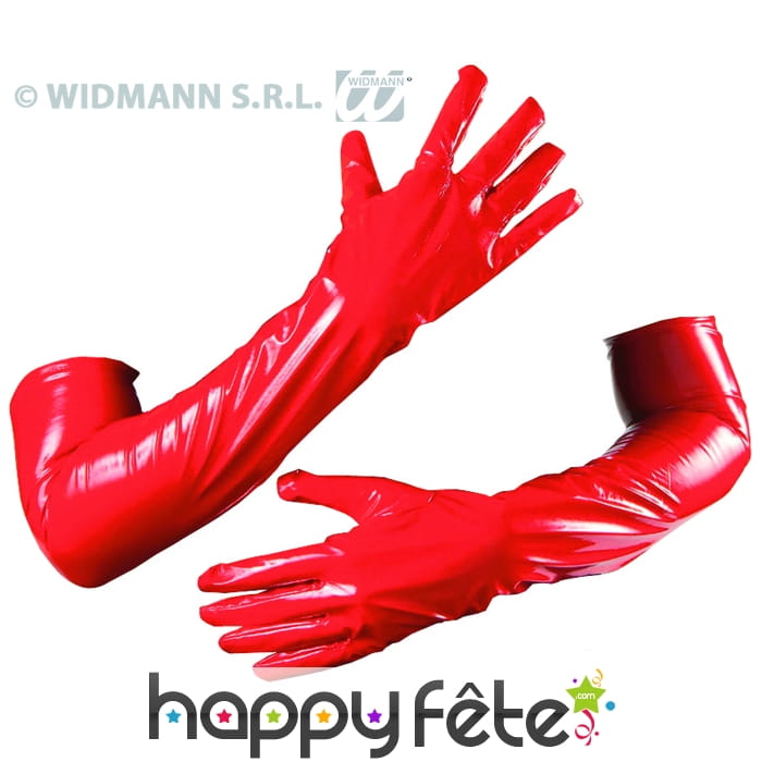 Gants en vinyle rouge