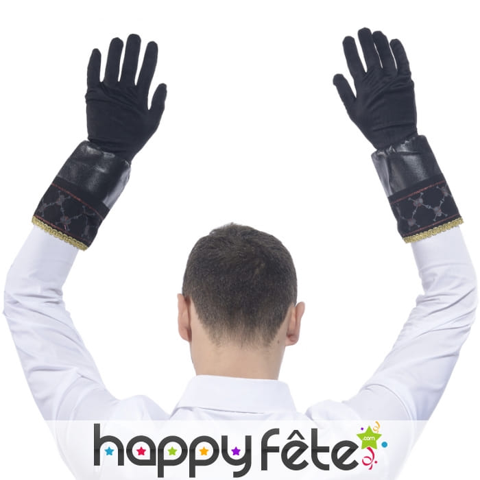 Gants noires de pirate en simili cuir