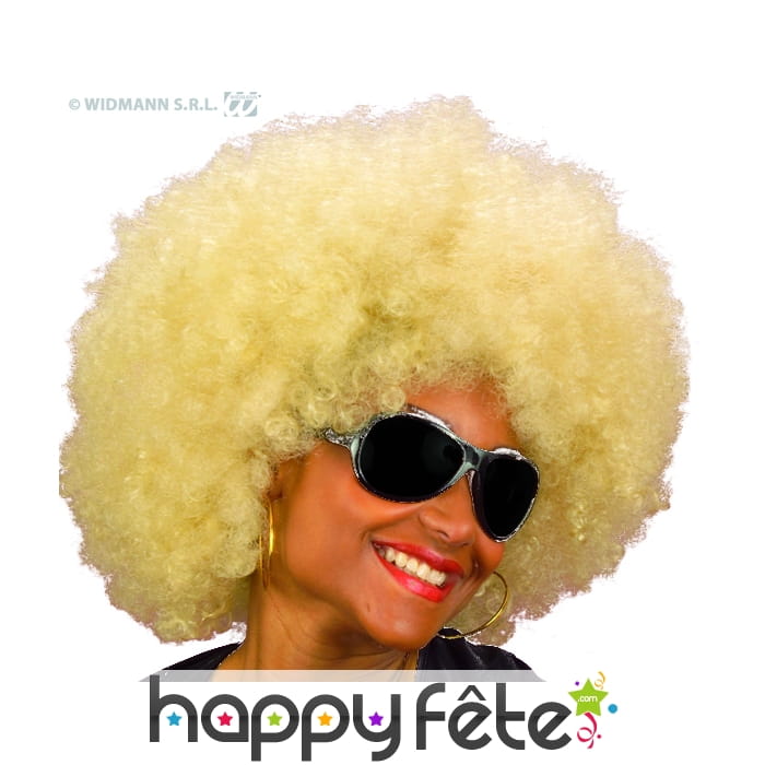 Grosse perruque afro blonde