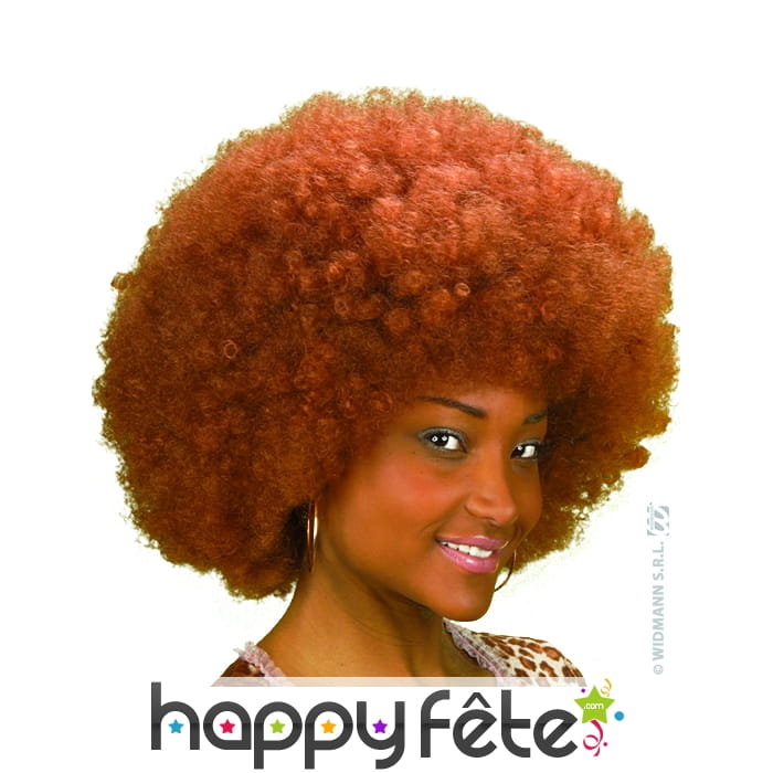 Grosse perruque afro chatain