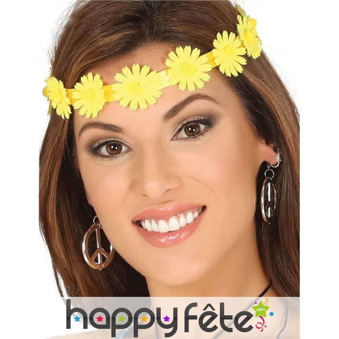 Headband avec fleurs jaunes pour adulte