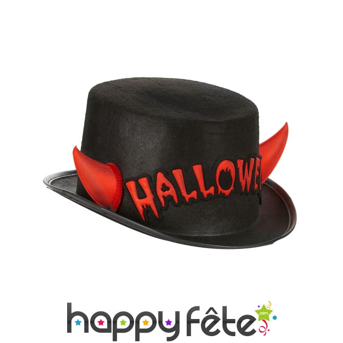 Haut de forme noir marquage Halloween rouge