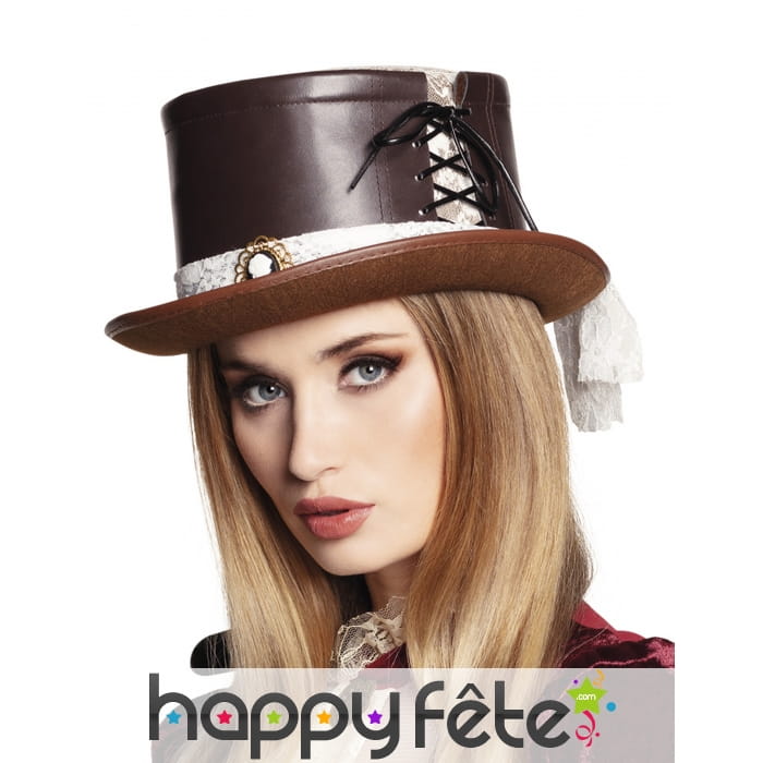 Haut de forme Steampunk marron modèle luxe, femme