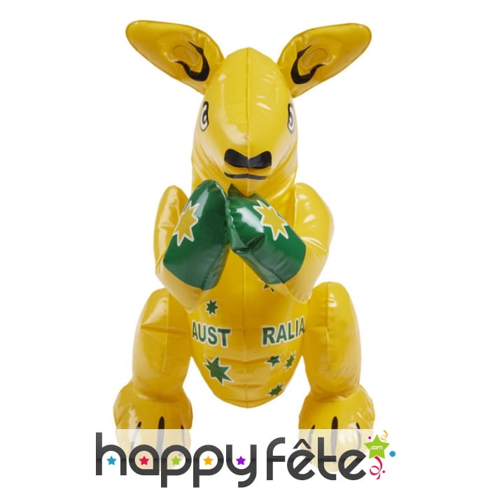 Kangourou gonflable jaune et vert Australia, 40 cm