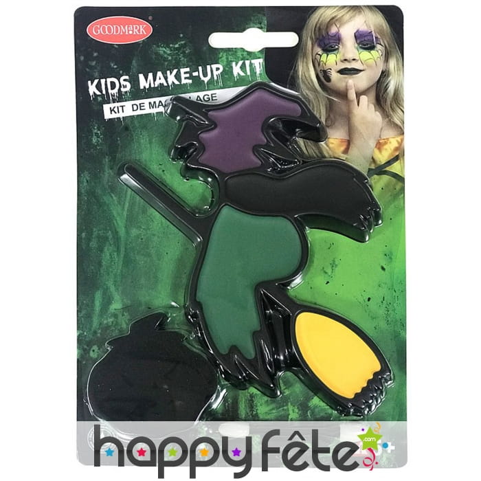 Kit maquillage de sorcière verte pour enfant