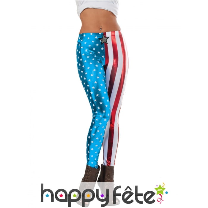 Legging Captain America moulant métalisé, femme