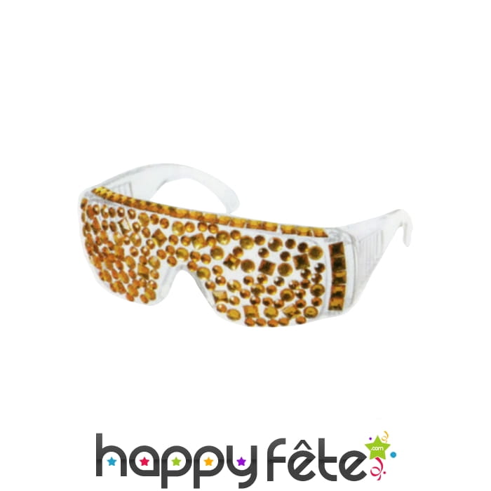 Lunettes de star avec strass en or