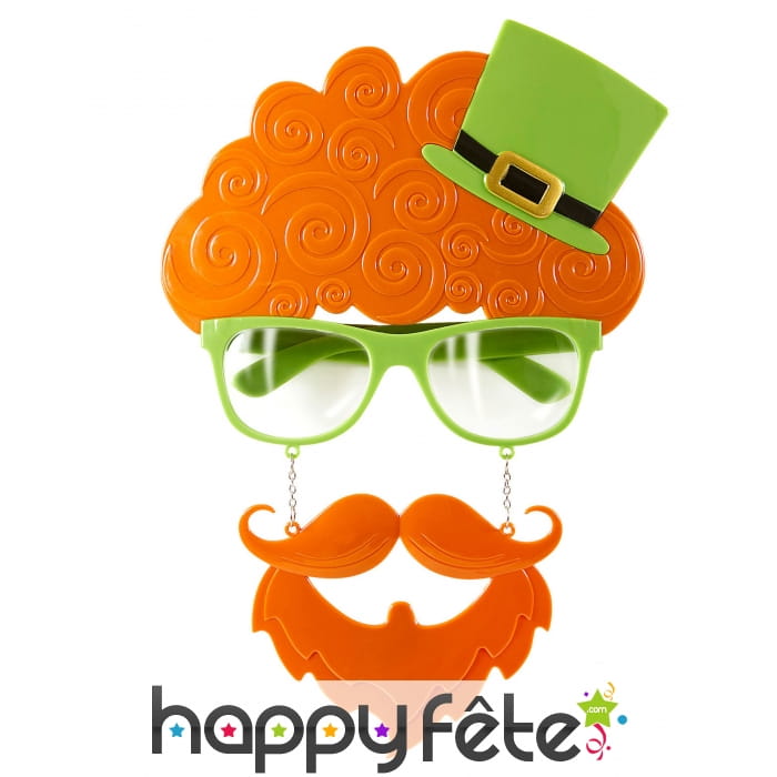 Lunettes St Patrick avec cheveux et barbe