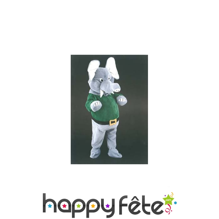 Mascotte éléphant pull vert