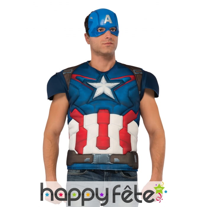 Masque et T-shirt musclé de Captain America, homme