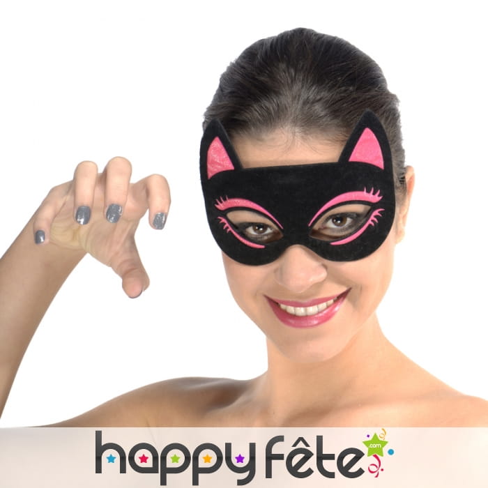 Masque loup de chat rose et noir