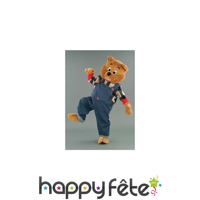 Mascotte ours salopette jeans