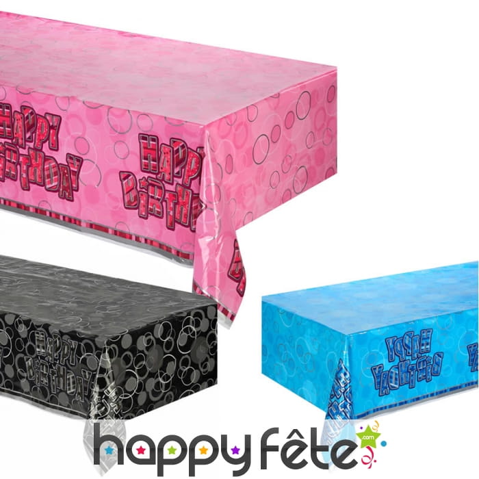 Nappe Happy Birthday en plastique