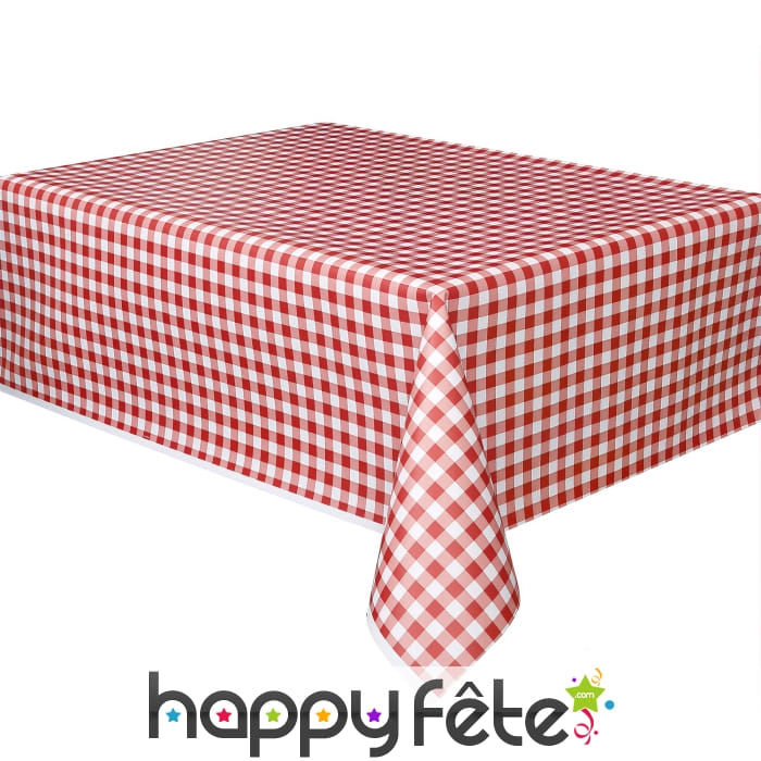 Nappe plastique vichy rouge rectangulaire