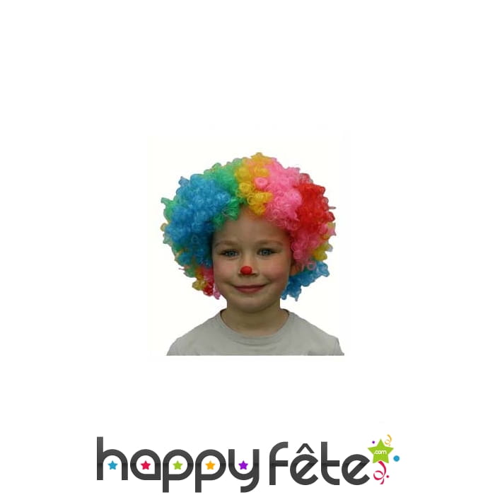 Perruque clown multicolore pour enfant