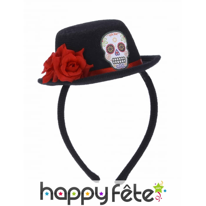 Petit chapeau serre tete noir Dia de los muertos