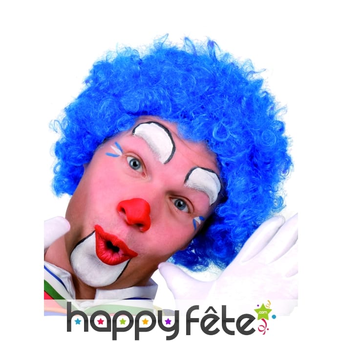 Perruque de clown bleue