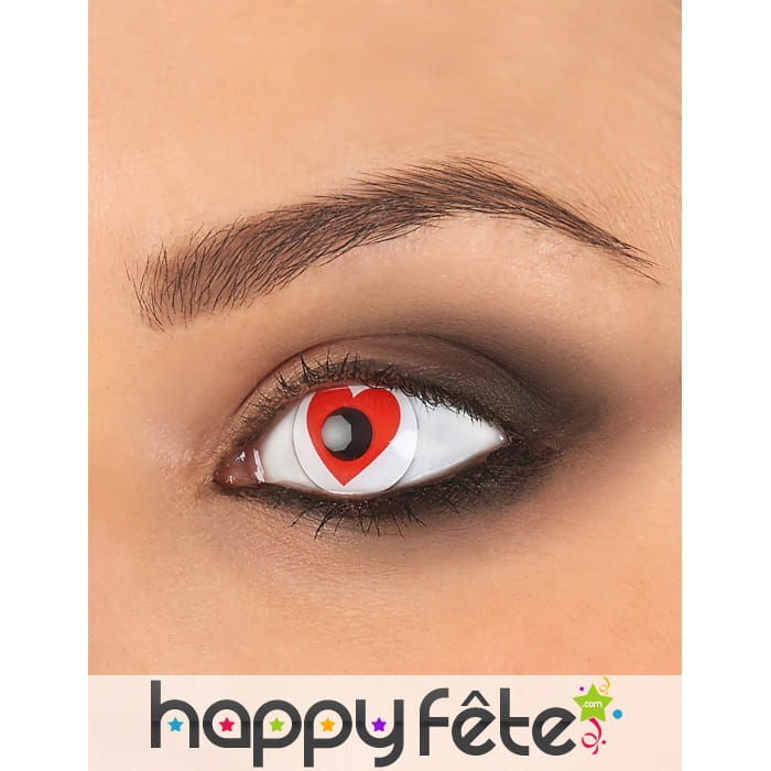 Paire de lentilles coeur rouge