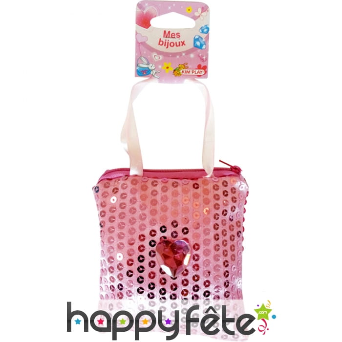 Pour enfant, sac à main en strass avec coeur