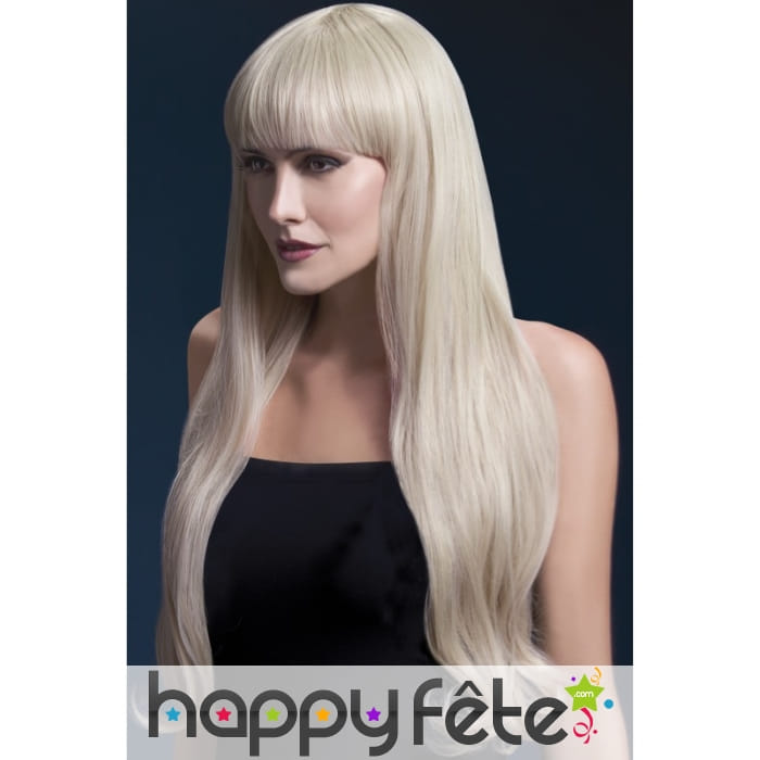 Perruque long cheveux naturel blonde avec frange