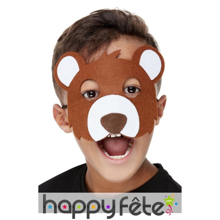 Petit masque d'ours brun pour enfant