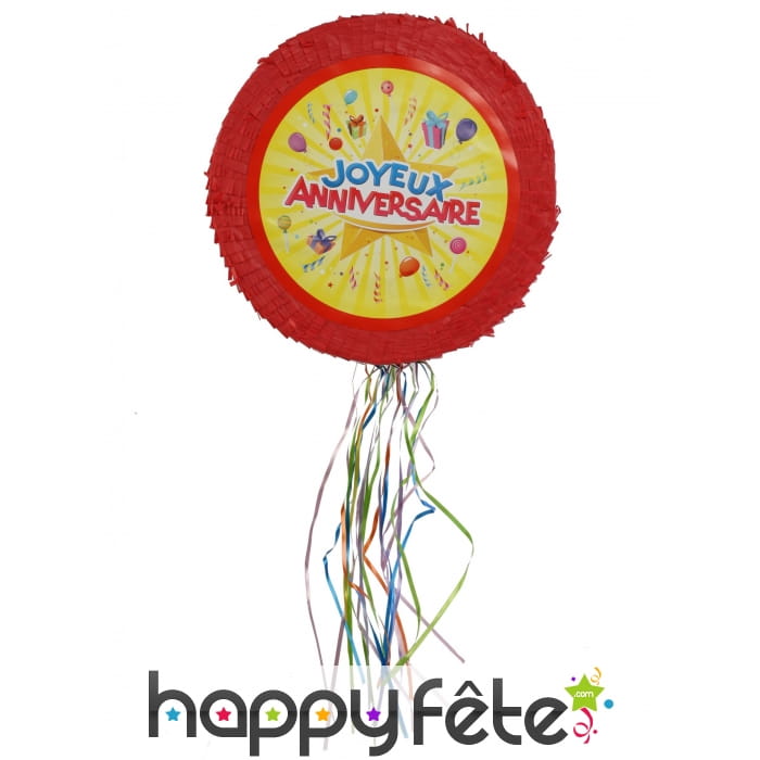 Pinata ronde Joyeux Anniversaire de 50cm