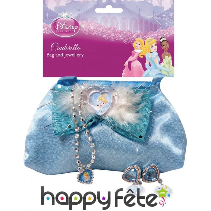 Petit sac à main, boucles et collier Cendrillon