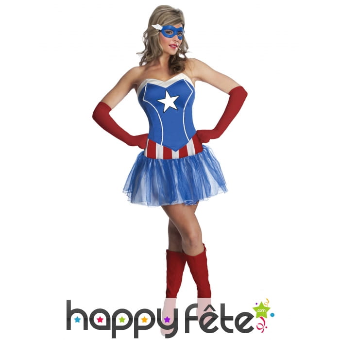 Robe courte de Captain America pour femme