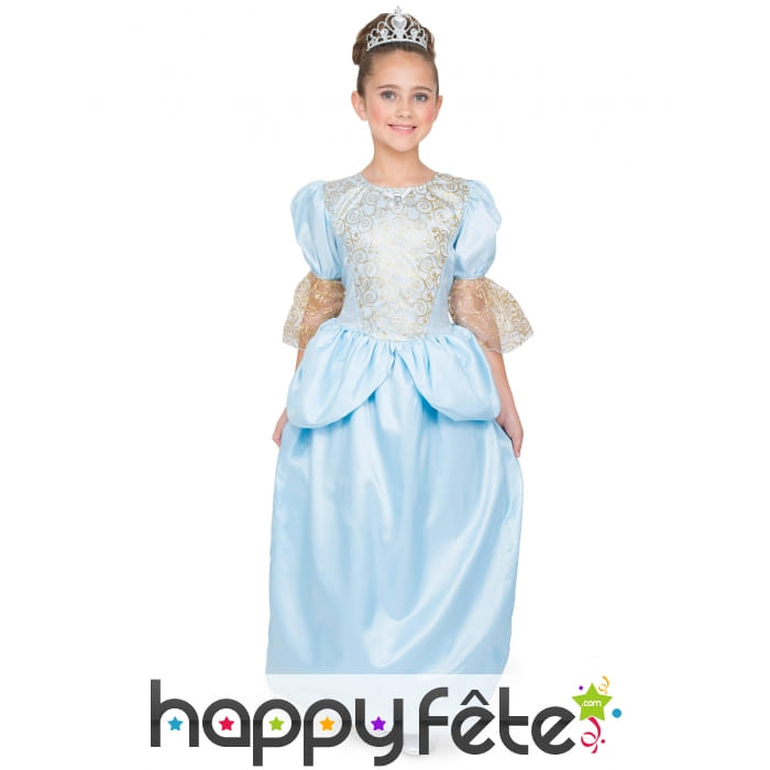 Robe de petite princesse bleue avec tiare