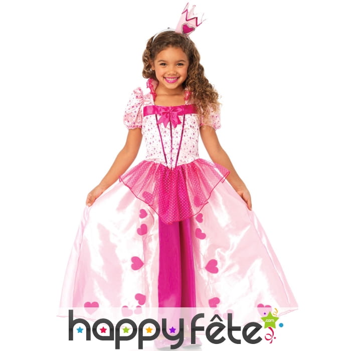 Robe de petite princesse coeurs rose