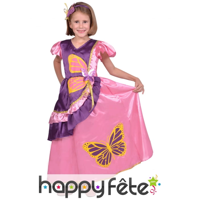 Robe de petite princesse papillon avec serre tete