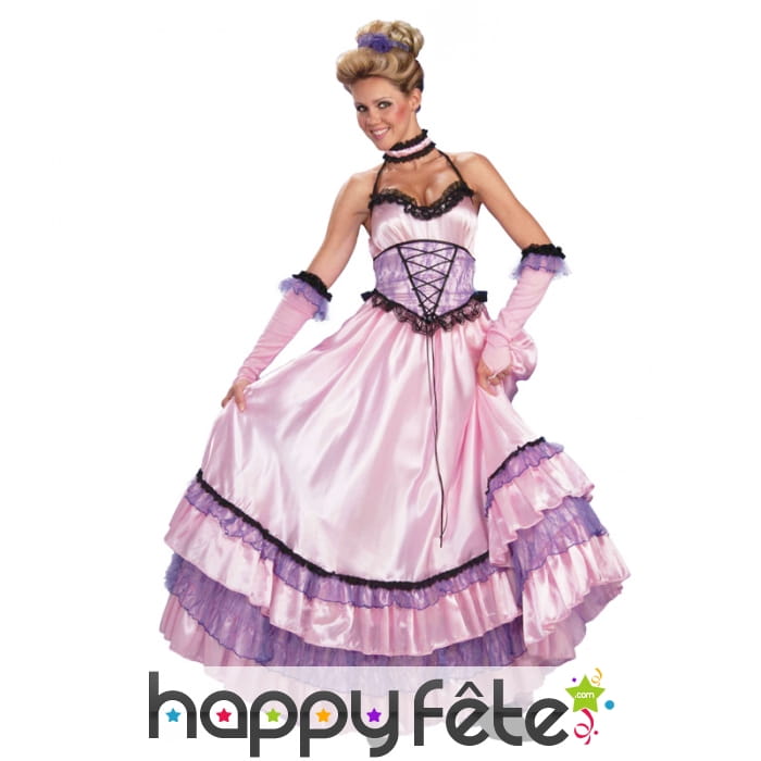 Robe de saloon rose et violet