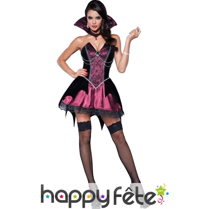 Robe premium de Vampire rose avec corset