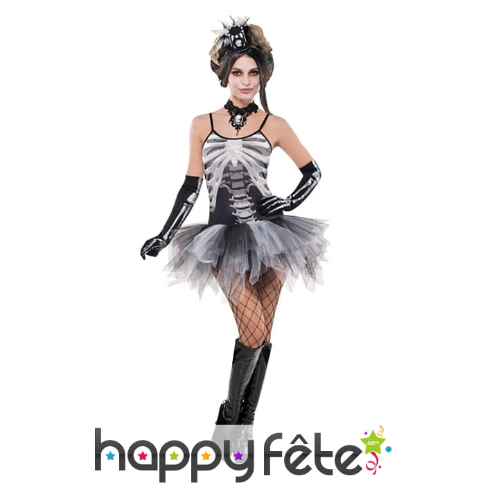 Robe tutu de squelette 3d pour femme