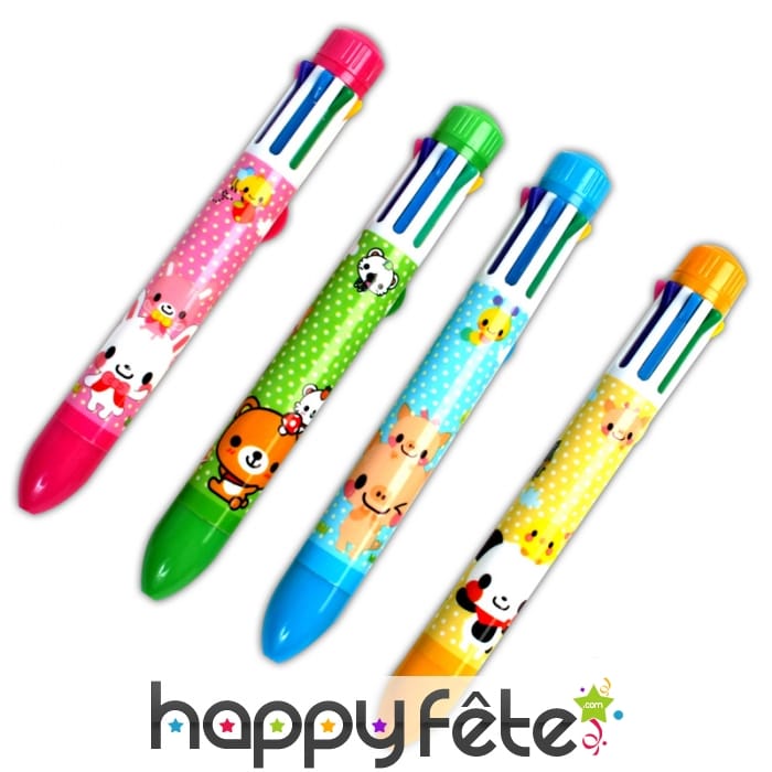 Stylo 8 couleurs décorés pour enfant