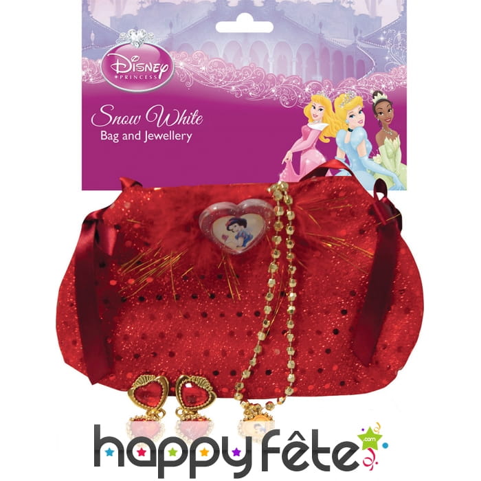 Sac, collier et boucles d'oreilles blanche neige