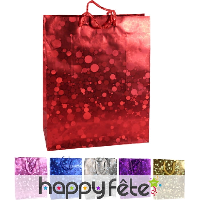 Sac cadeau holographique mat 25.6 x 12.5 x 32 cm