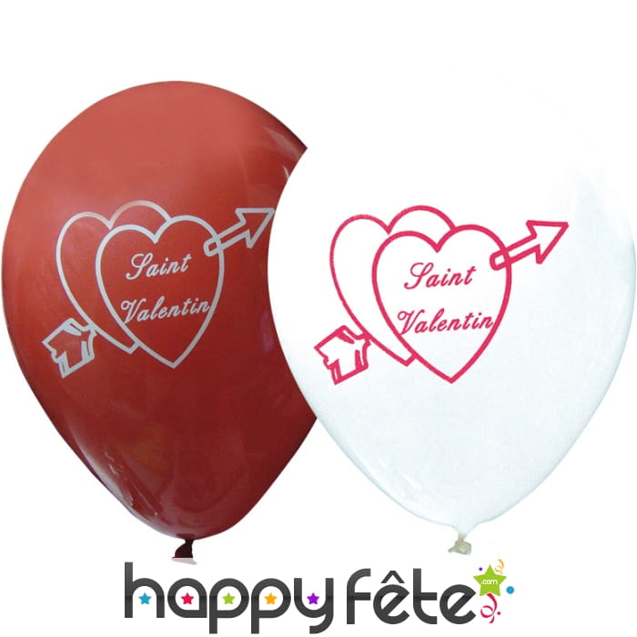 Sachet de 10 ballons st valentin blanc et rouge